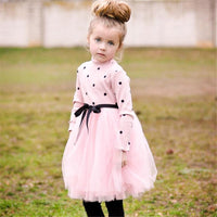 Baby Girls Polka Dot Knitted Long Sleeve Tulle Dress Baby Wholesales - PrettyKid