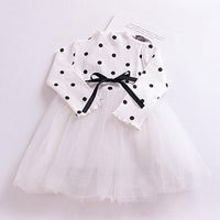 Baby Girls Polka Dot Knitted Long Sleeve Tulle Dress Baby Wholesales - PrettyKid