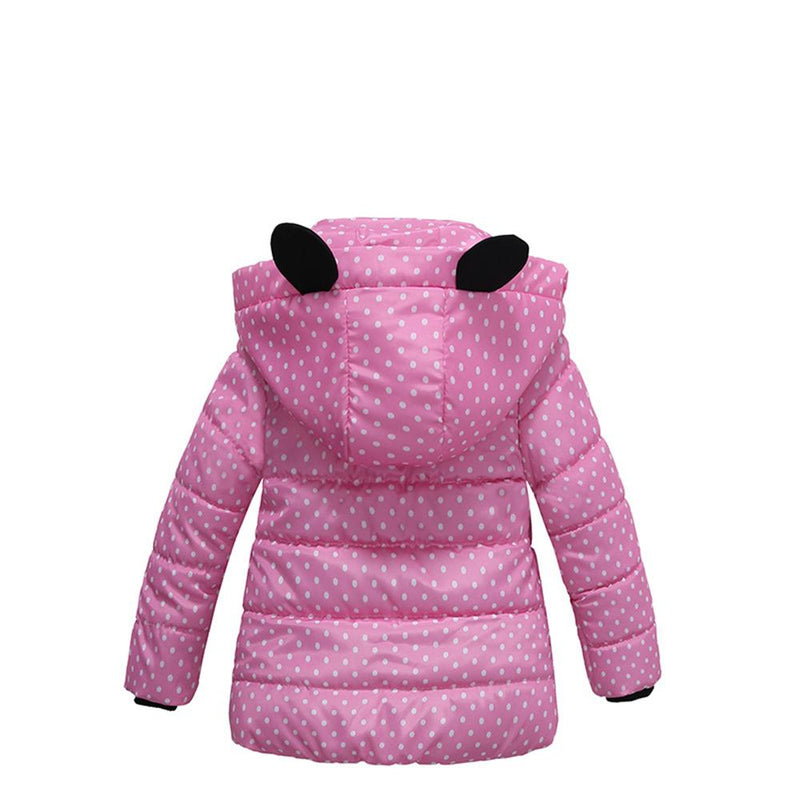 Girls Polka Dot Long Sleeve Hooded Warm Childrens Wholesale Winter Coats - PrettyKid