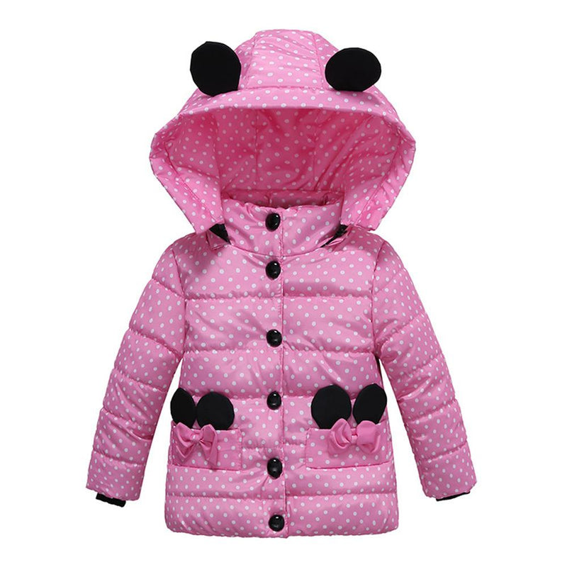 Girls Polka Dot Long Sleeve Hooded Warm Childrens Wholesale Winter Coats - PrettyKid