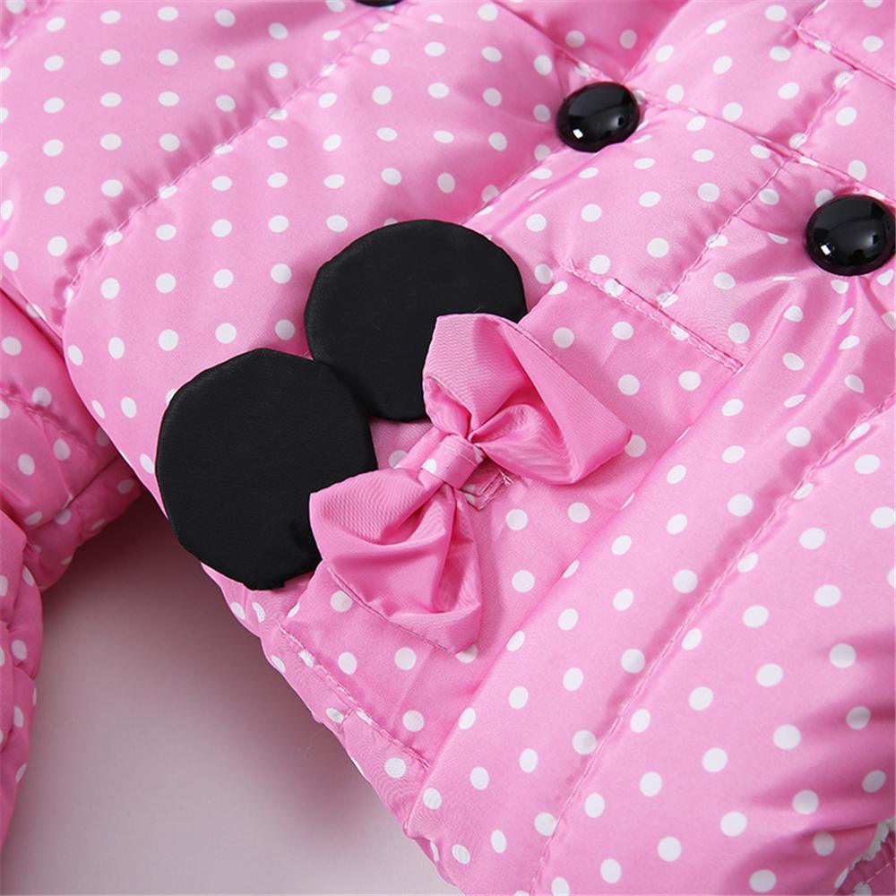 Girls Polka Dot Long Sleeve Hooded Warm Childrens Wholesale Winter Coats - PrettyKid