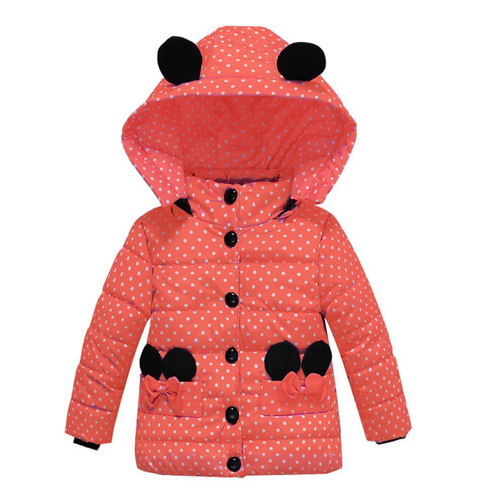 Girls Polka Dot Long Sleeve Hooded Warm Childrens Wholesale Winter Coats - PrettyKid