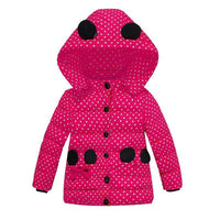 Girls Polka Dot Long Sleeve Hooded Warm Childrens Wholesale Winter Coats - PrettyKid