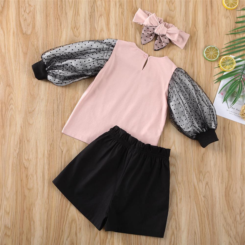 Toddler Girls Polka Dot Long Sleeve Top & Bow Shorts Girl Wholesale - PrettyKid