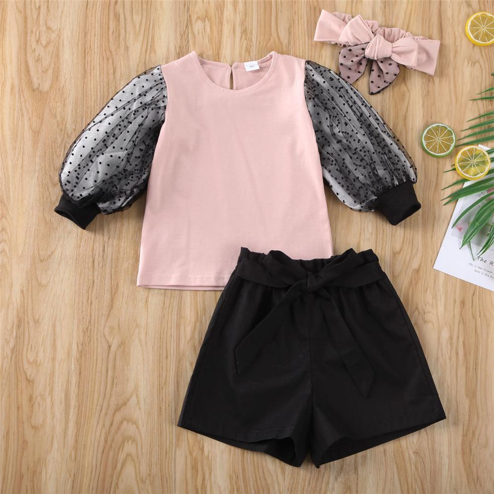 Toddler Girls Polka Dot Long Sleeve Top & Bow Shorts Girl Wholesale - PrettyKid