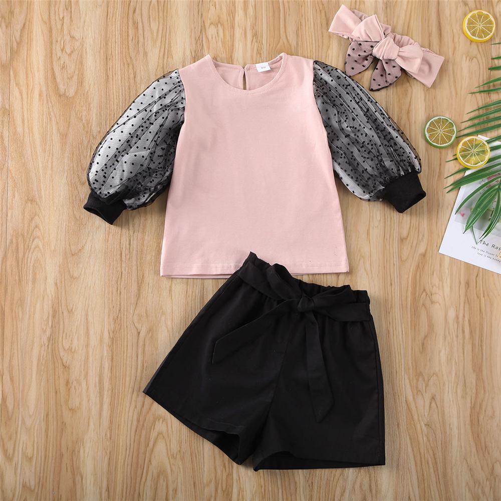 Toddler Girls Polka Dot Long Sleeve Top & Bow Shorts Girl Wholesale - PrettyKid