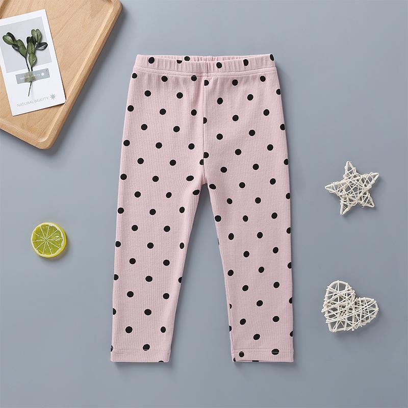 Baby Girls Casual Polka Dot Print Elastic Waist Pants - PrettyKid