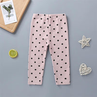 Baby Girls Casual Polka Dot Print Elastic Waist Pants - PrettyKid