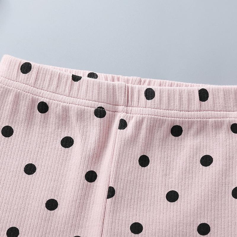 Baby Girls Casual Polka Dot Print Elastic Waist Pants - PrettyKid