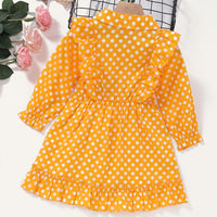 Girls Polka Dot Printed Long Sleeve Button Dress Girls Clothing Wholesalers - PrettyKid