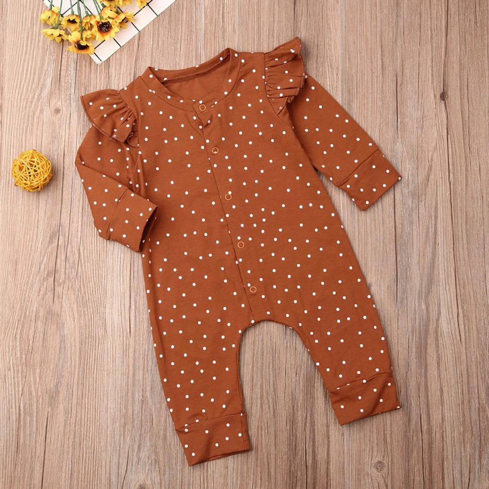 Baby Girls Polka Dot Ruffle Casual Romeprs - PrettyKid