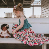 Girls Polka Dot Sleeveless Button Top & Floral Printed Skirt Toddler Girls Wholesale - PrettyKid