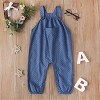 Girls Polka Dot Solid Pocket Jumpsuits - PrettyKid