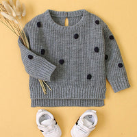 Baby Girls Polka Dot Solid Sweaters Baby Clothing Wholesale Distributors - PrettyKid