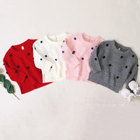 Baby Girls Polka Dot Solid Sweaters Baby Clothing Wholesale Distributors - PrettyKid