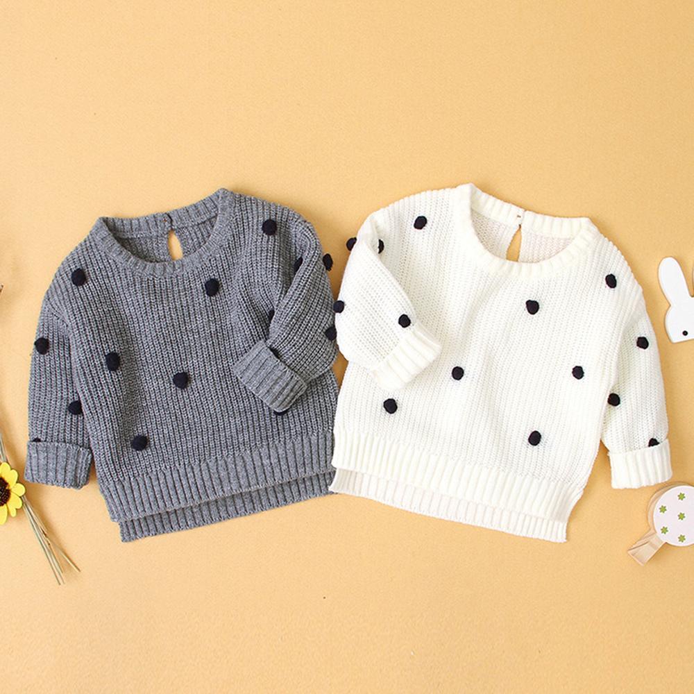 Baby Girls Polka Dot Solid Sweaters Baby Clothing Wholesale Distributors - PrettyKid