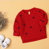 Baby Girls Polka Dot Solid Sweaters Baby Clothing Wholesale Distributors - PrettyKid