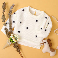 Baby Girls Polka Dot Solid Sweaters Baby Clothing Wholesale Distributors - PrettyKid