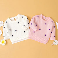 Baby Girls Polka Dot Solid Sweaters Baby Clothing Wholesale Distributors - PrettyKid