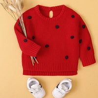 Baby Girls Polka Dot Solid Sweaters Baby Clothing Wholesale Distributors - PrettyKid