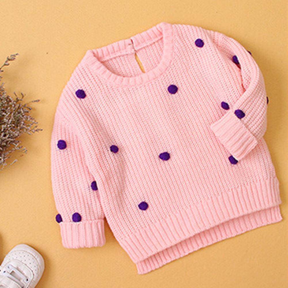 Baby Girls Polka Dot Solid Sweaters Baby Clothing Wholesale Distributors - PrettyKid