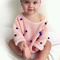 Baby Girls Polka Dot Solid Sweaters Baby Clothing Wholesale Distributors - PrettyKid