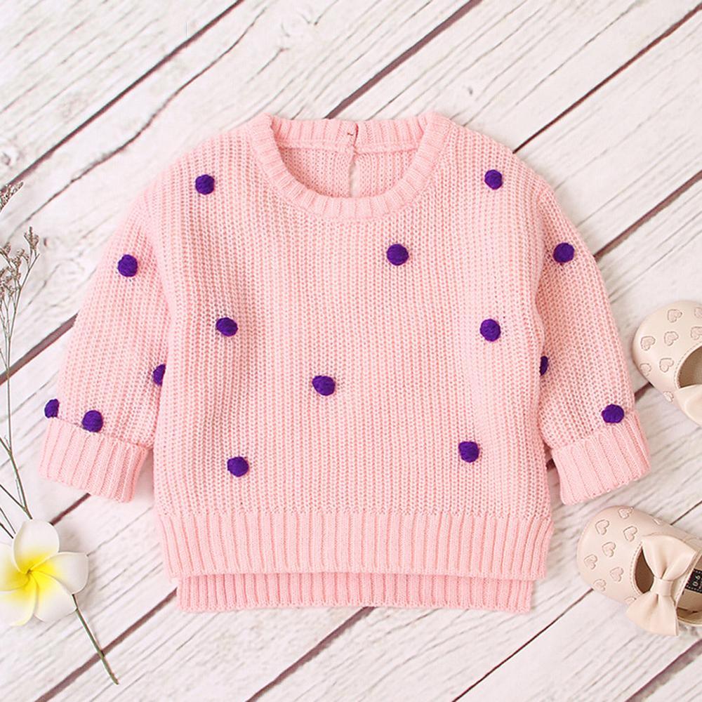 Baby Girls Polka Dot Solid Sweaters Baby Clothing Wholesale Distributors - PrettyKid