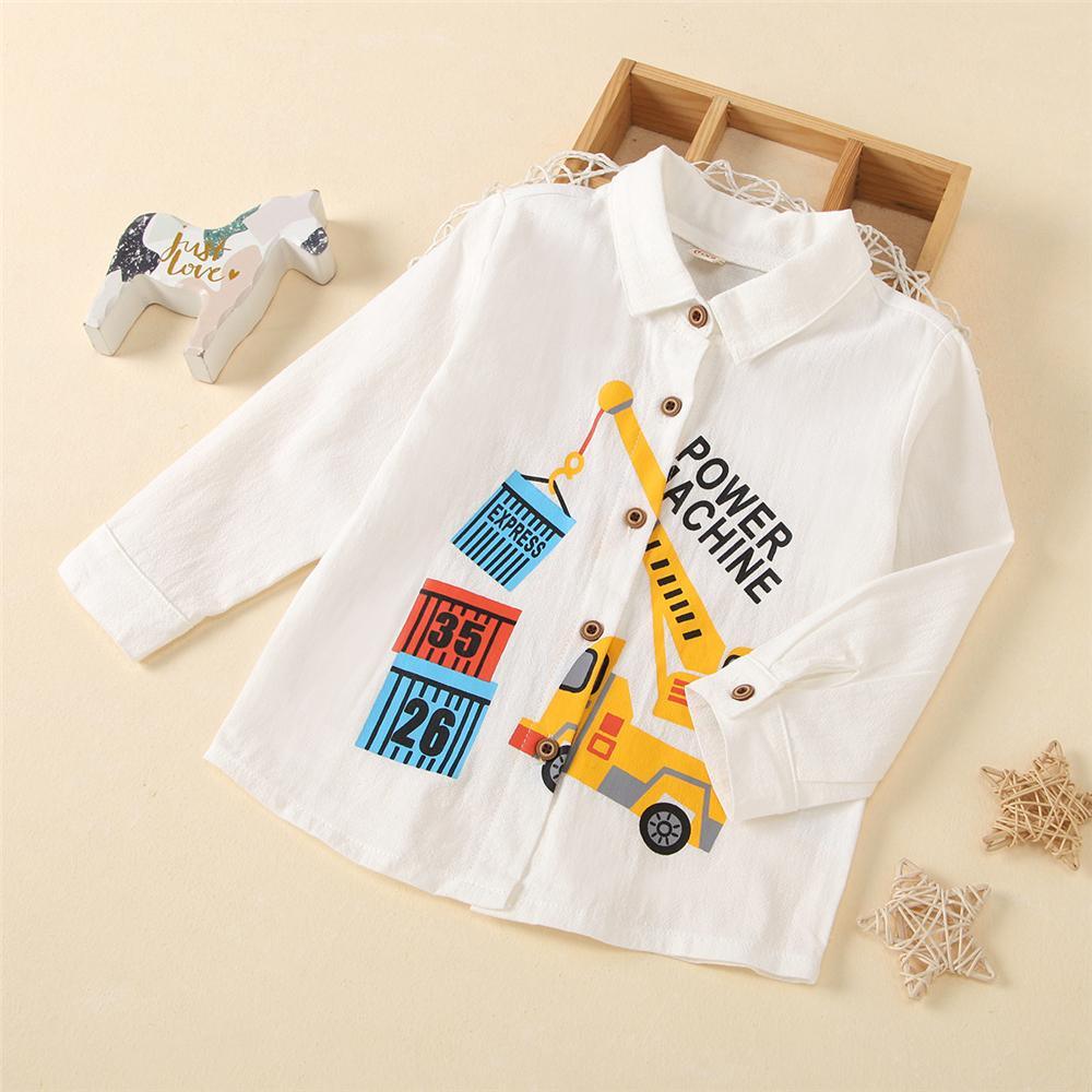 Boys Power Machine Long Sleeve Lapel Shirt Toddler Wholesale Clothes - PrettyKid