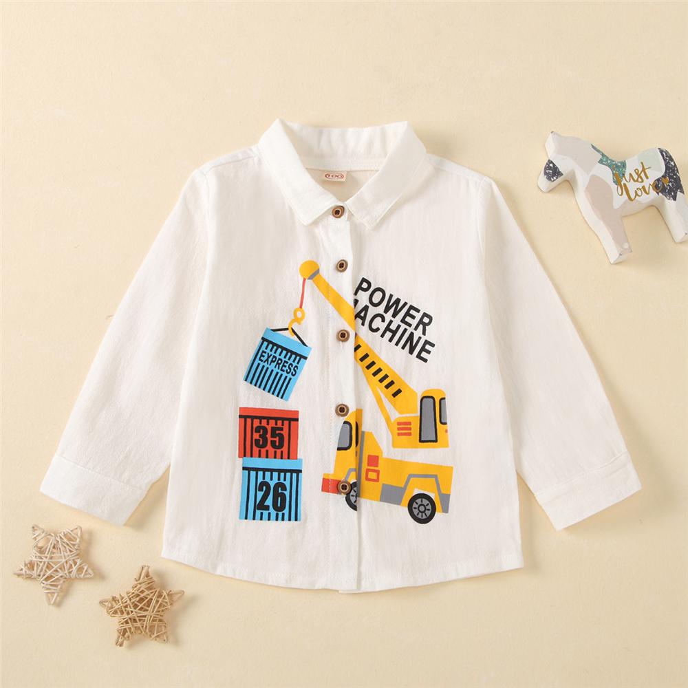 Boys Power Machine Long Sleeve Lapel Shirt Toddler Wholesale Clothes - PrettyKid