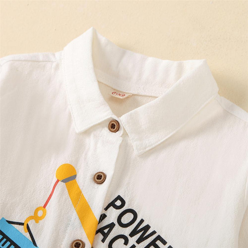 Boys Power Machine Long Sleeve Lapel Shirt Toddler Wholesale Clothes - PrettyKid