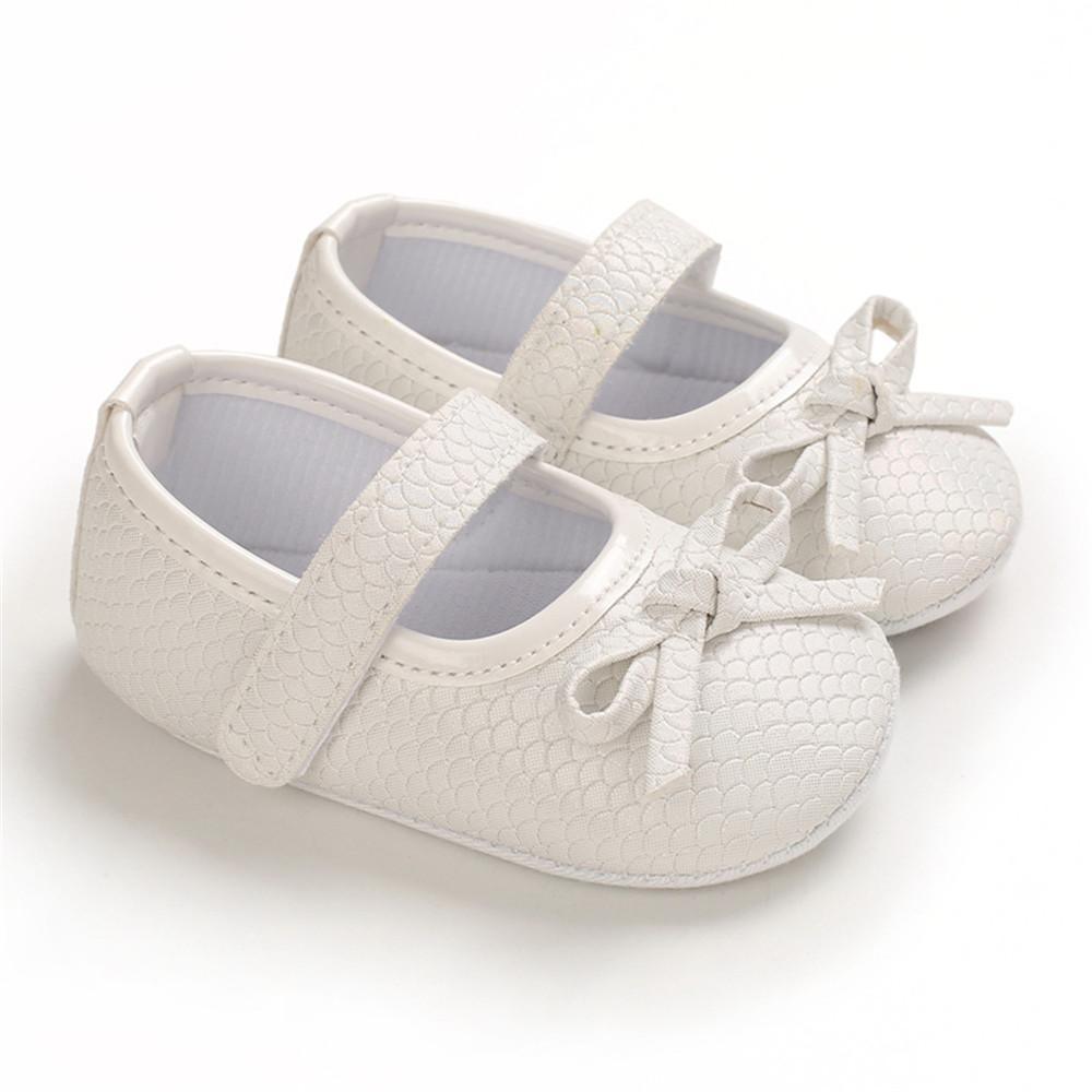 Baby Princess Bow Solid Magic Tape Flats Wholesale Infant Shoes - PrettyKid