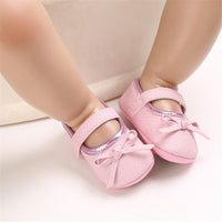 Baby Princess Bow Solid Magic Tape Flats Wholesale Infant Shoes - PrettyKid