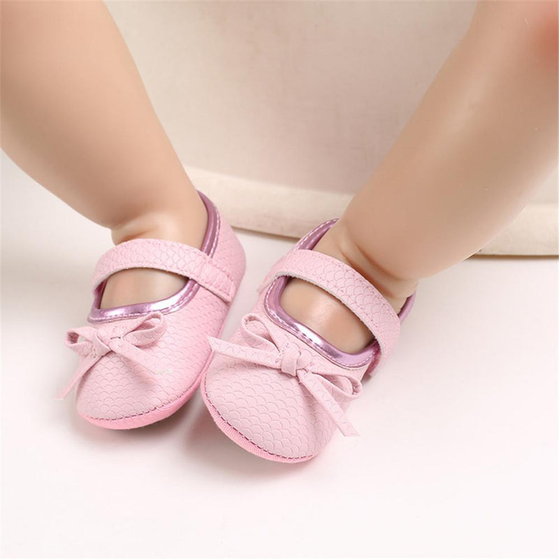 Baby Princess Bow Solid Magic Tape Flats Wholesale Infant Shoes - PrettyKid