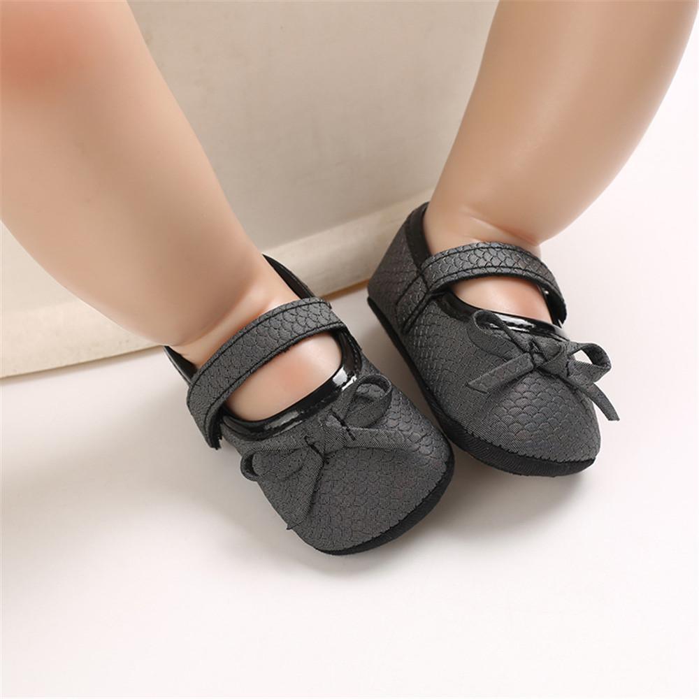 Baby Princess Bow Solid Magic Tape Flats Wholesale Infant Shoes - PrettyKid