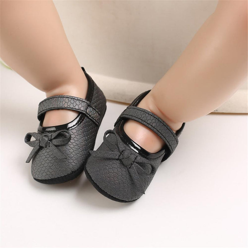 Baby Princess Bow Solid Magic Tape Flats Wholesale Infant Shoes - PrettyKid