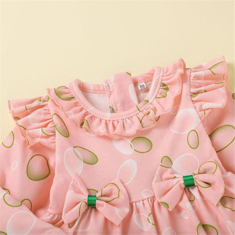 Baby Girls Printed Bow Long Sleeve Top & Leggings Buy Baby Clothes In Bulk - PrettyKid