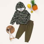 Baby Unisex Printed Hooded Long-Sleeve Top & Pants Wholesale Baby Cloths - PrettyKid