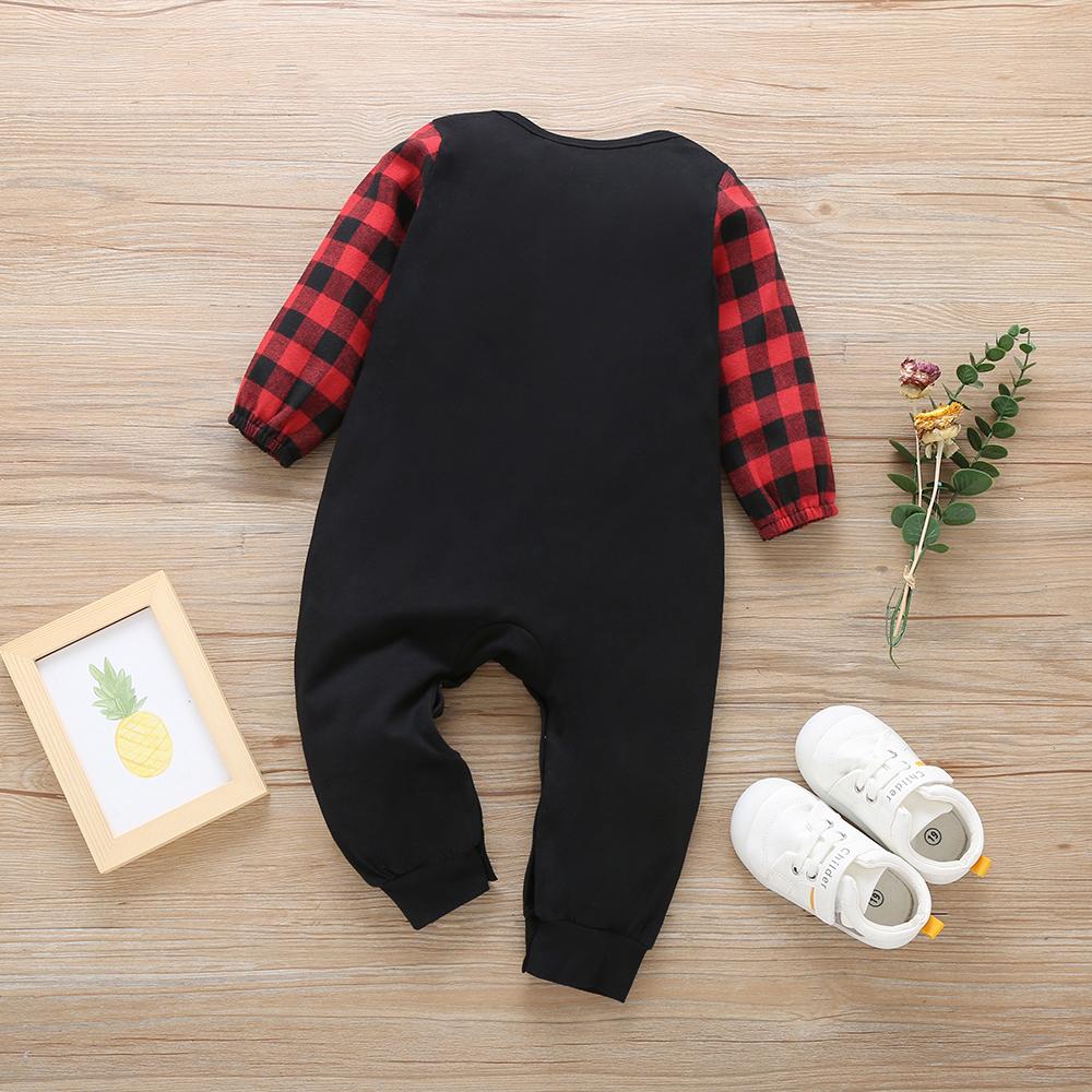 Baby Boys Printed Letter Plaid Romper Baby Boutique Clothing Wholesale - PrettyKid