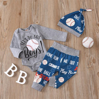 Baby Boys Printed Letter Romper & Pants & Hat Wholesale Baby Outfits - PrettyKid