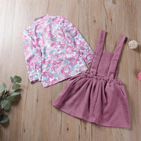 Girls Printed Long Sleeve Blouse & Corduroy Dress Baby Girl Wholesale - PrettyKid