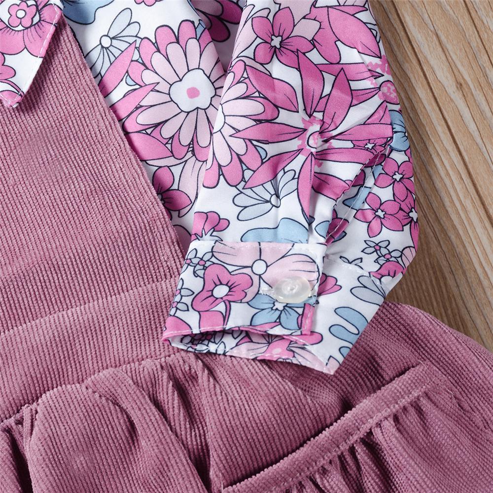 Girls Printed Long Sleeve Blouse & Corduroy Dress Baby Girl Wholesale - PrettyKid