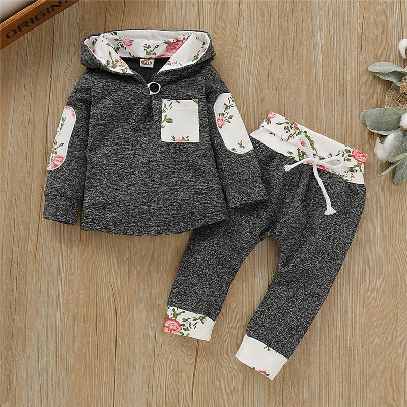 Baby Boys Printed Long Sleeve Hooded Top & Pants Baby Wholesale - PrettyKid