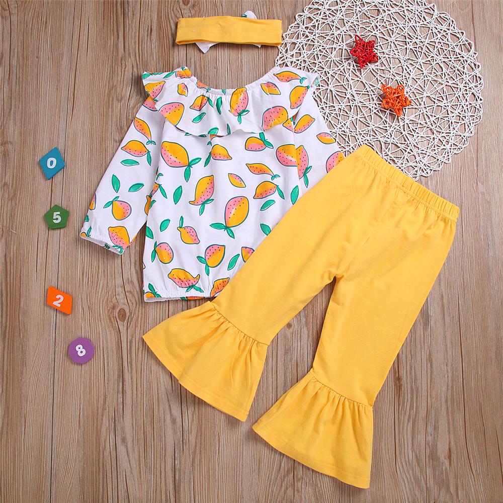 Toddler Girls Printed Long Sleeve Top & Flare Pants Girls Clothes Wholesale - PrettyKid