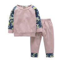 Baby Girls Printed Long Sleeve Top & Trousers Wholesale Baby Outfits - PrettyKid