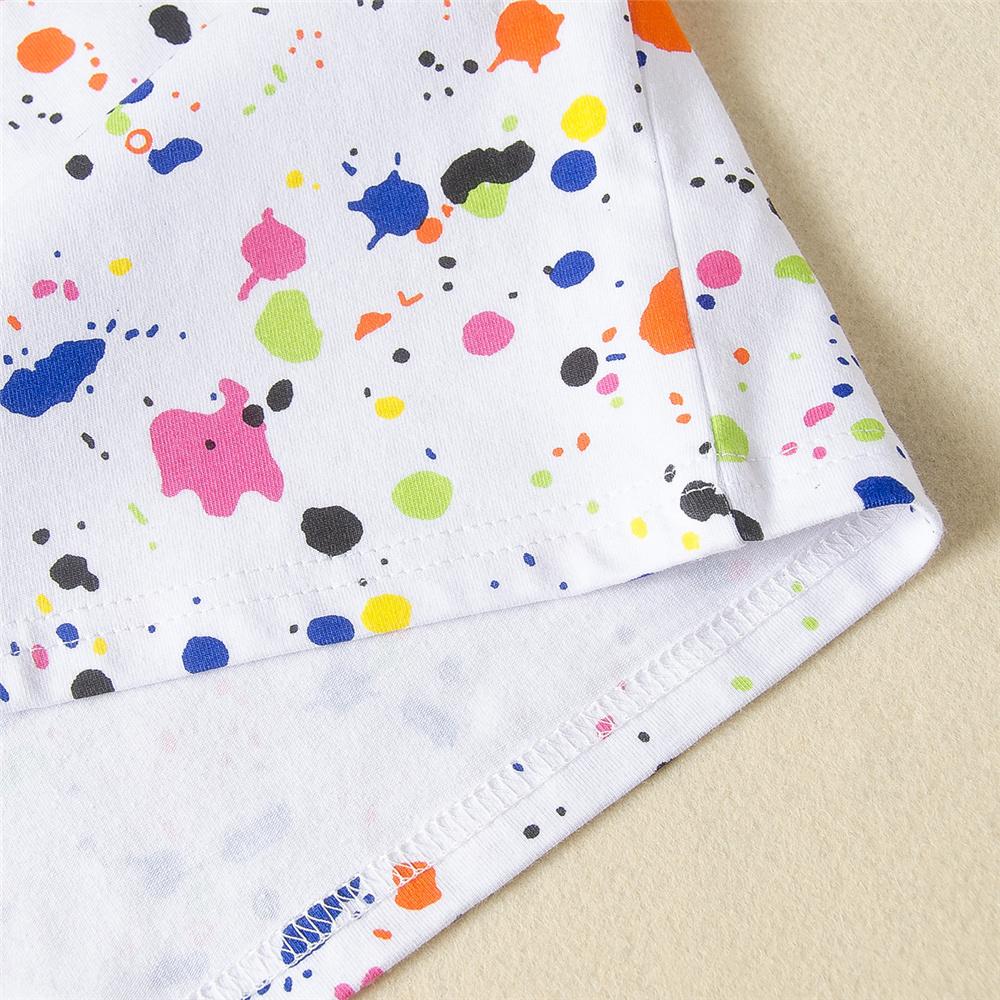 Girls Printed Short Sleeve Crew Neck Top & Ripped Denim Shorts Childrens Wholesale Suppliers - PrettyKid