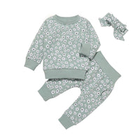 Baby Girls Printed Top & Pants & Headband Wholesale Baby Outfits - PrettyKid