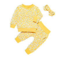 Baby Girls Printed Top & Pants & Headband Wholesale Baby Outfits - PrettyKid