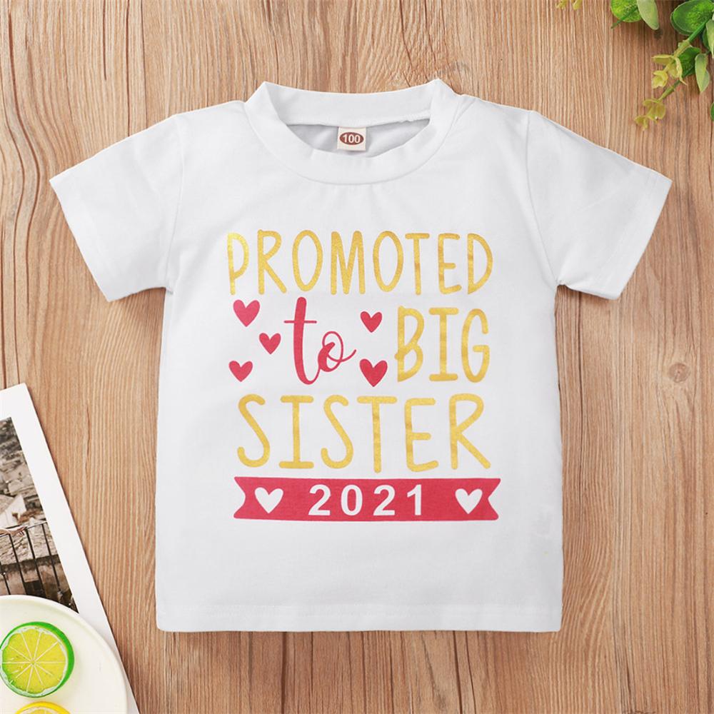 Girls Promoted To Big Sister Printed Short Sleeve T-Shirts Girl Boutique Clothing Wholesale - PrettyKid