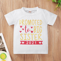 Girls Promoted To Big Sister Printed Short Sleeve T-Shirts Girl Boutique Clothing Wholesale - PrettyKid