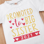 Girls Promoted To Big Sister Printed Short Sleeve T-Shirts Girl Boutique Clothing Wholesale - PrettyKid
